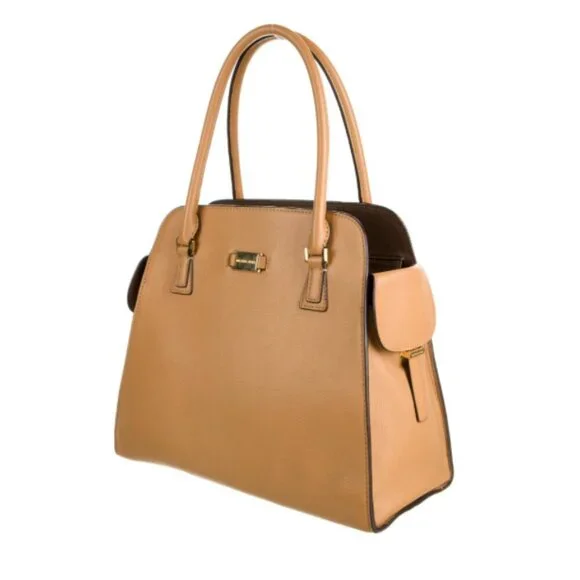 MICHAEL KORS Large Gia Satchel Tote Tan - Picture 2 of 14